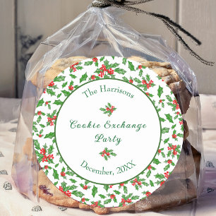 Cute Christmas Cookie Exchange Party Custom Name Classic Round Sticker