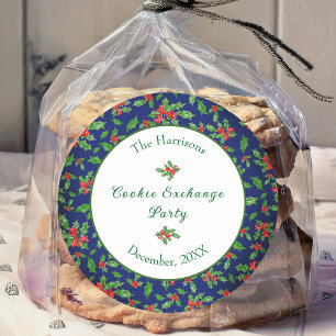 Cute Christmas Cookie Exchange Party Custom Name Classic Round Sticker