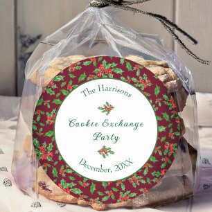 Cute Christmas Cookie Exchange Party Custom Name Classic Round Sticker