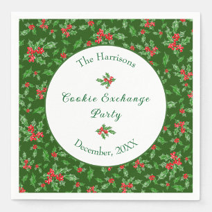 Cute Christmas Cookie Exchange Party Custom Name Napkin