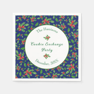 Cute Christmas Cookie Exchange Party Custom Name Napkin