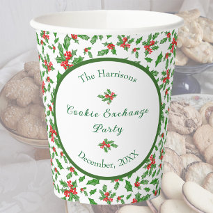 Cute Christmas Cookie Exchange Party Custom Name Paper Cups
