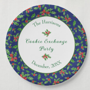 Cute Christmas Cookie Exchange Party Custom Name Paper Plate
