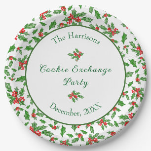Cute Christmas Cookie Exchange Party Custom Name Paper Plate