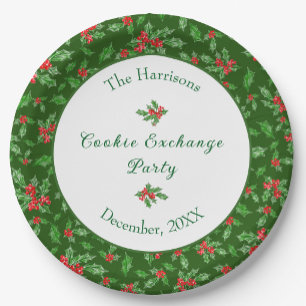 Cute Christmas Cookie Exchange Party Custom Name Paper Plate