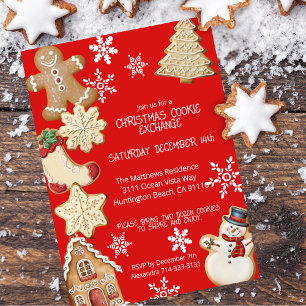 Cute Christmas Cookie Exchange Party Invitation