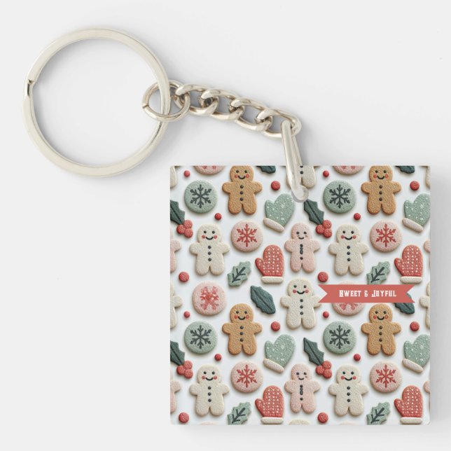 Cute Christmas Cookie Pattern Key Ring (Front)