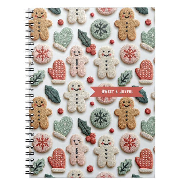 Cute Christmas Cookie Pattern Notebook (Front)