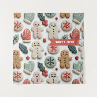 Cute Christmas Cookie Pattern Tapestry