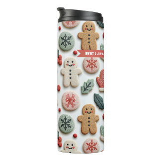 Cute Christmas Cookie Pattern Thermal Tumbler