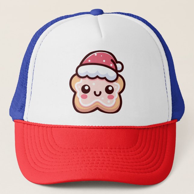 Cute Christmas Cookie with Santa Hat (Front)