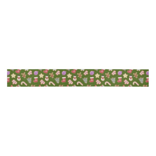 Cute Christmas Cookies Grosgrain Ribbon (Front)