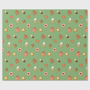 Cute Christmas Cookies Happy Holiday Biscuits  Wrapping Paper