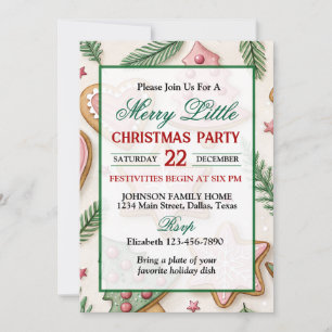 Cute Christmas Cookies Holiday Party Invitation