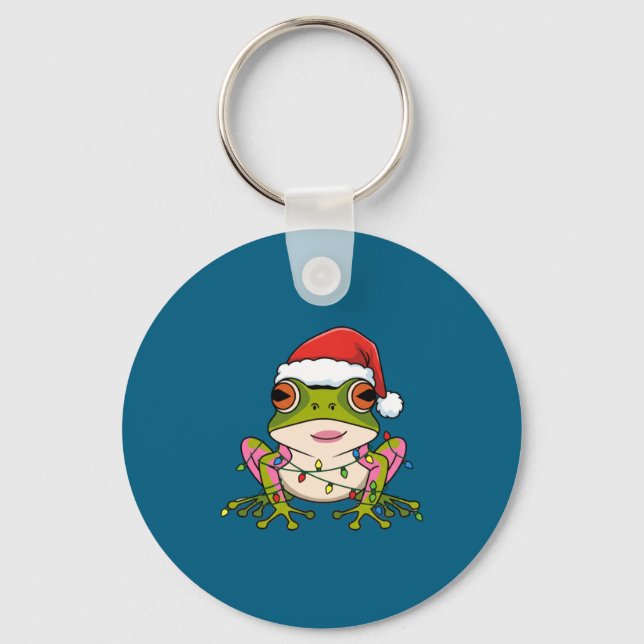 Cute Christmas Coqui Frog _ Holiday Puerto Rican L Key Ring (Front)