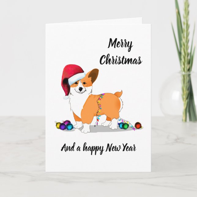 Cute Christmas Corgi Dog Holiday Card (Front)