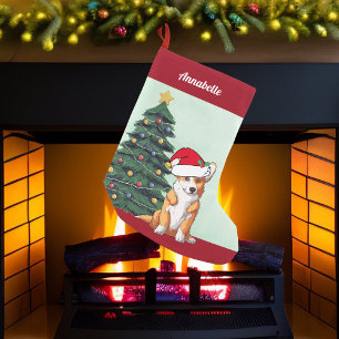 Cute Christmas Corgi Dog in Santa Hat Monogrammed Small Christmas Stocking