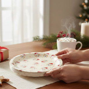 Cute Christmas Corgi Dog Pattern   Holidays Paper Plate