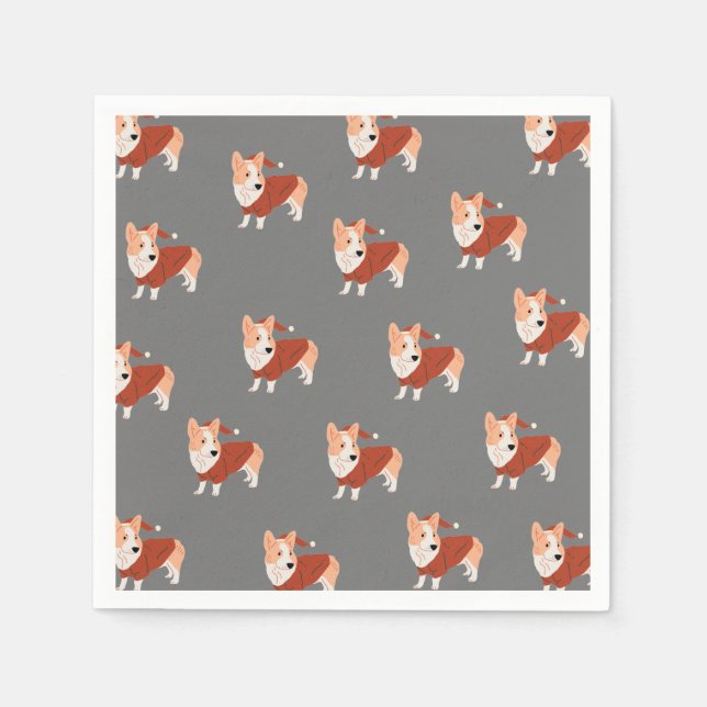 Cute Christmas Corgi Pattern Napkin (Front)