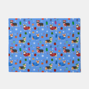 Cute Christmas Corgis in Hats & Sweaters Doormat