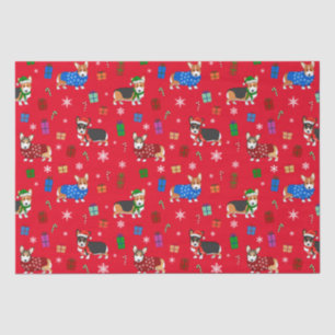 Cute Christmas Corgis in Hats & Sweaters Tissue Paper