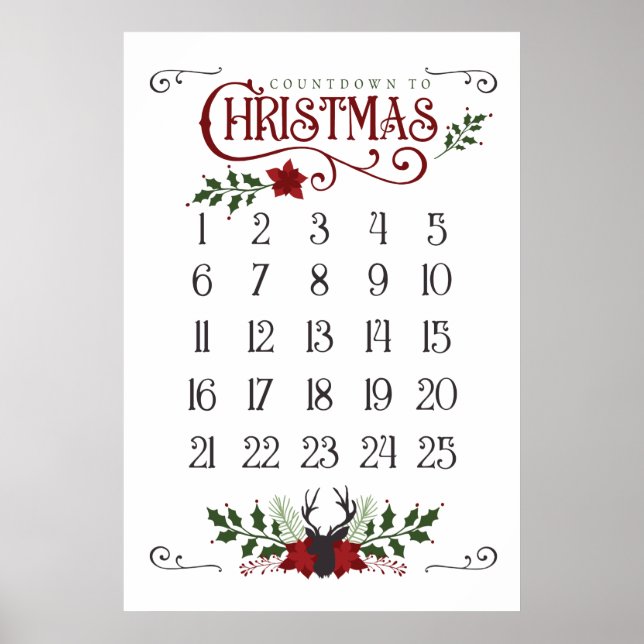 cute Christmas countdown Holiday Poster (Front)