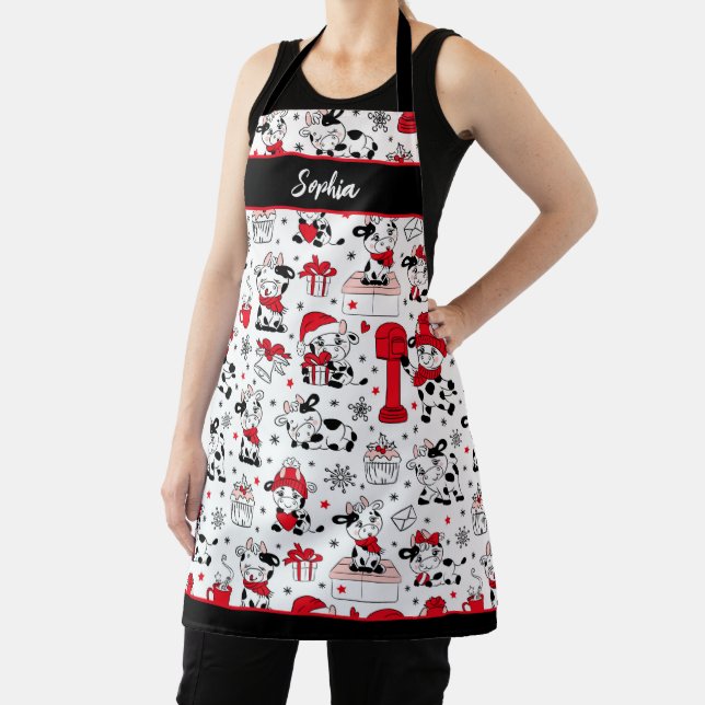 Cute Christmas Cow Bull Apron (Insitu)