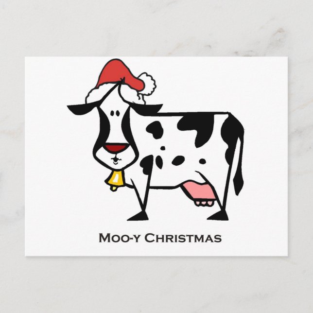 Cute Christmas Cow Holiday Postcard (Front)