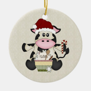 Cute Christmas Cow Ornament