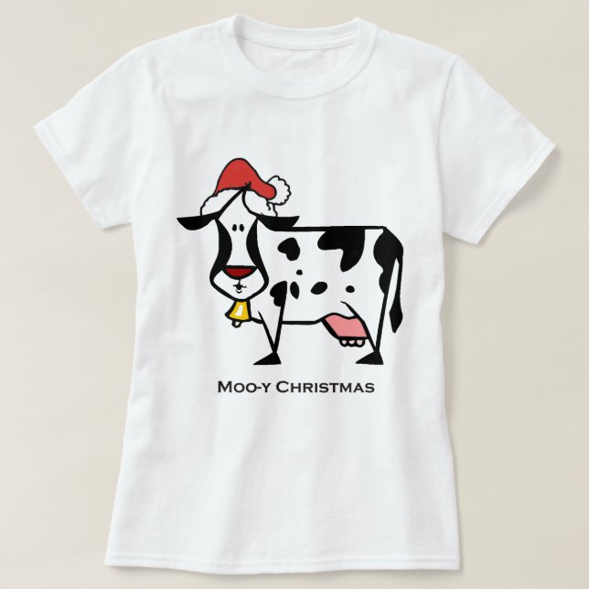Cute Christmas Cow T-Shirt (Design Front)