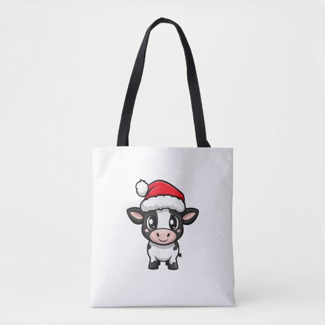 Cute Christmas Cow Xmas Comic  Tote Bag (Front)