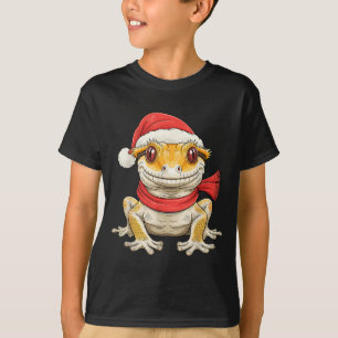 Cute Christmas Crested Gecko Santa T-Shirt