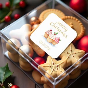 Cute Christmas Cupcakes Business Support Square Sticker