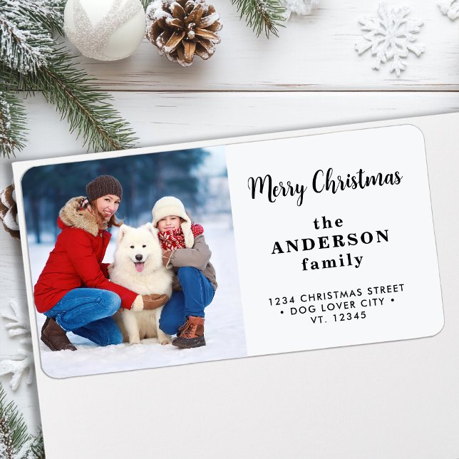Cute Christmas Custom Photo Modern Return Address Label (Creator Uploaded)