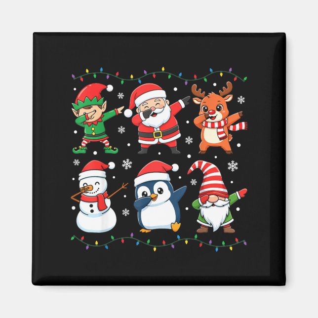 Cute Christmas Dabbing Santa Elf Reindeer Boys Gir Magnet (Front)