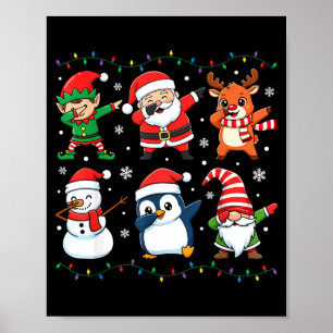 Cute Christmas Dabbing Santa Elf Reindeer Boys Gir Poster