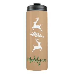 Cute Christmas Deer and Custom Name Thermal Tumbler