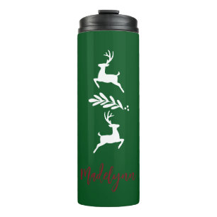 Cute Christmas Deer and Custom Name Thermal Tumbler