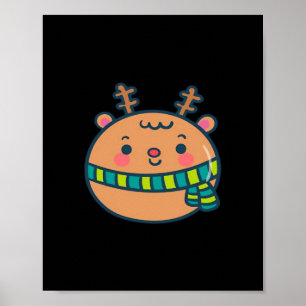 Cute Christmas Deer Festive Classic Design Poster