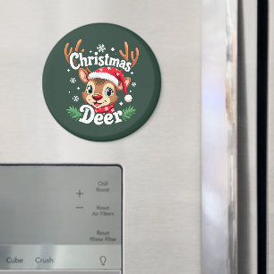 Cute Christmas Deer Illustration Magnet