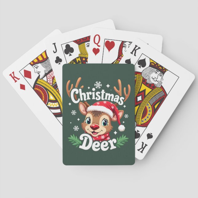 Cute Christmas Deer Illustration Playing Cards (Back)