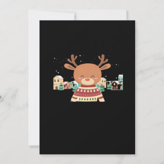 Cute Christmas Deer Minimal Design Holiday Card