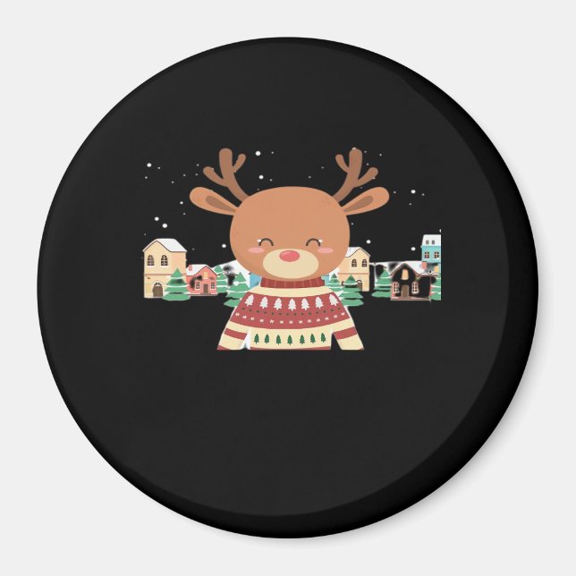 Cute Christmas Deer Minimal Design  Magnet (Front)