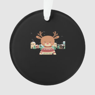 Cute Christmas Deer Minimal Design Ornament