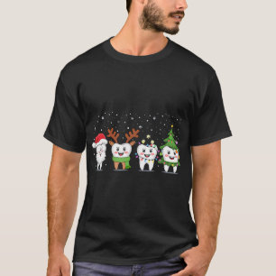 Cute Christmas Dental Tooth Characters Fun Holiday T-Shirt