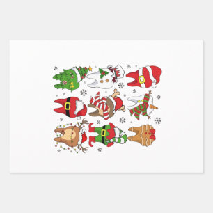 Cute Christmas Dental Tooth Characters Fun Holiday Wrapping Paper Sheet