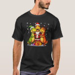 Cute Christmas Dinosaur in Santa Elf and Reindeer  T-Shirt<br><div class="desc">Cute Christmas Dinosaur in Santa Elf and Reindeer Costumes Premium</div>