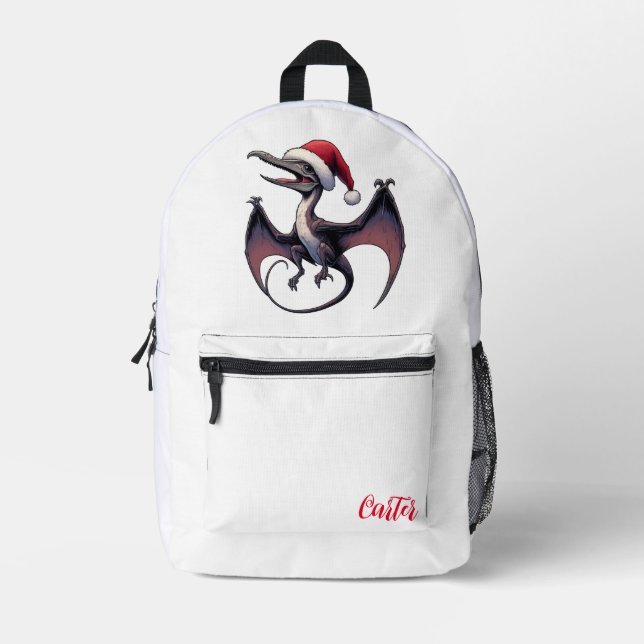 Cute Christmas dinosaur Printed Backpack (Front)
