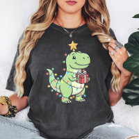 Cute Christmas Dinosaur T-Rex With Lights & Gift