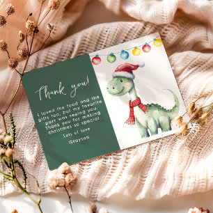 Cute Christmas Dinosaur Thank You Card